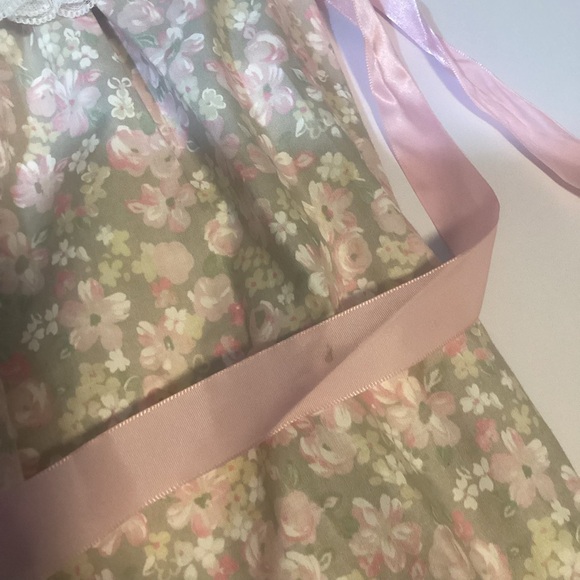 Vintage 80s Sears Winnie The Pooh Dress Floral Lace Trim - Picture 8 of 9